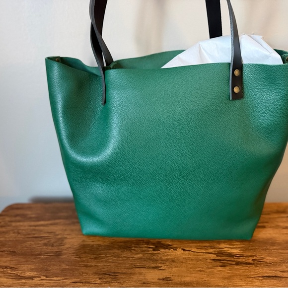 Portland Leather Bacalar Green Leather Tote Bag Large - Picture 3 of 6